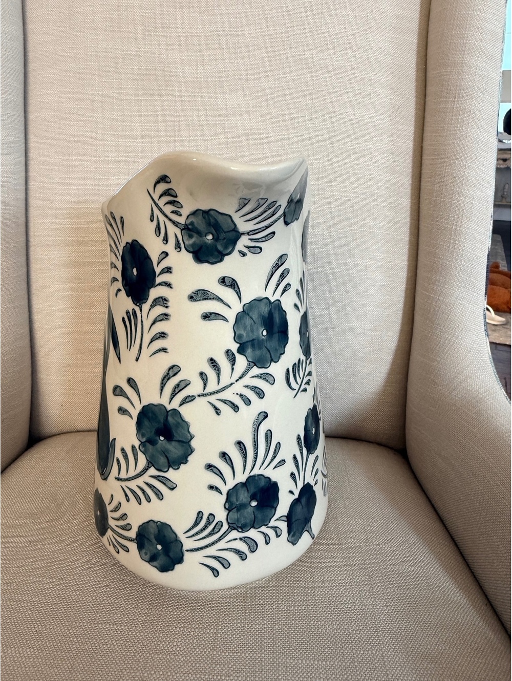Blue and White Rabbit Ceramic Pitcher - Picture 9 of 12